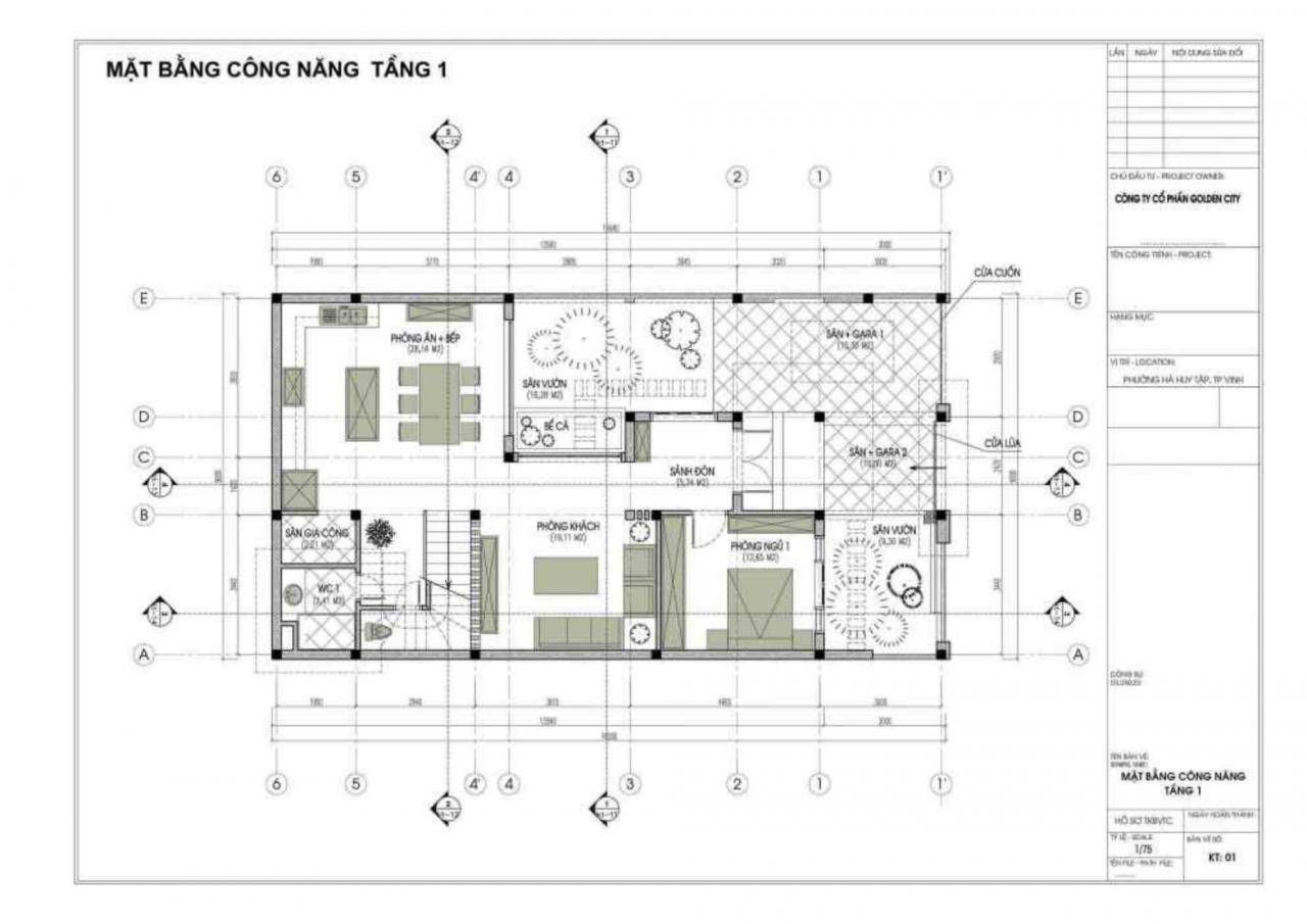 Bán bản vẽ thiết kế nhà phố 3 tầng 9x15m có gara ôtô 