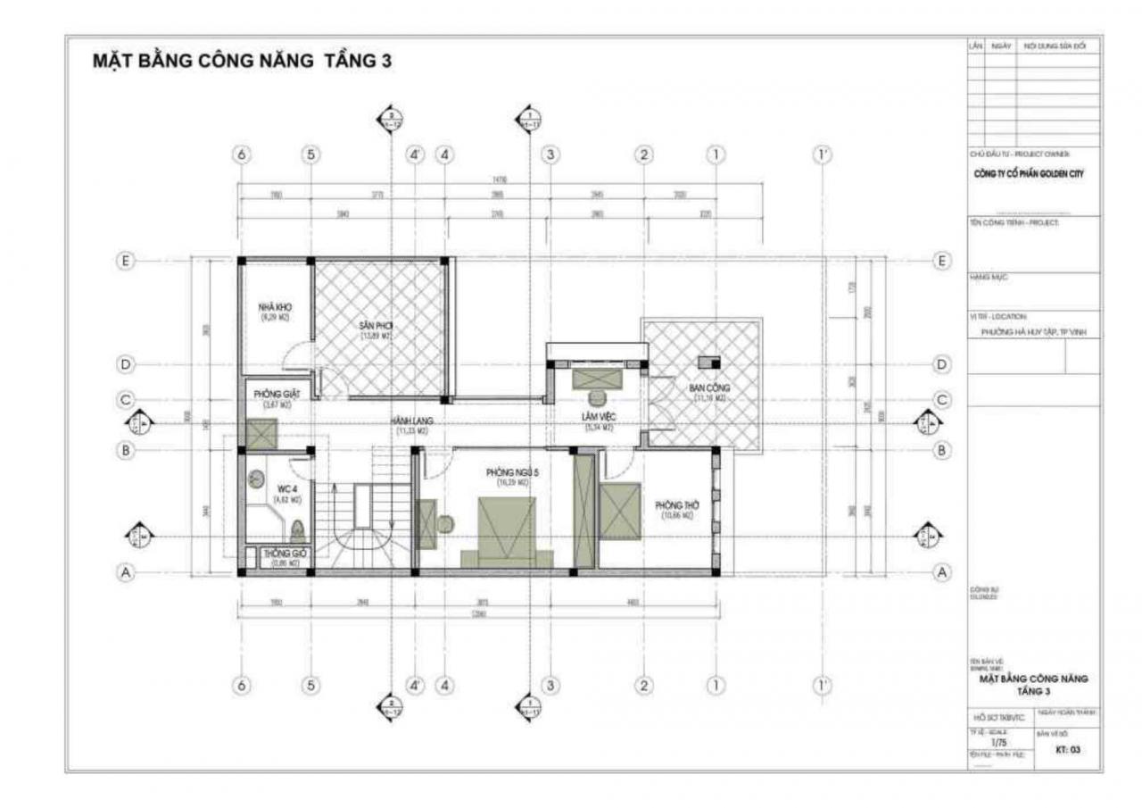 Bán bản vẽ thiết kế nhà phố 3 tầng 9x15m có gara ôtô 