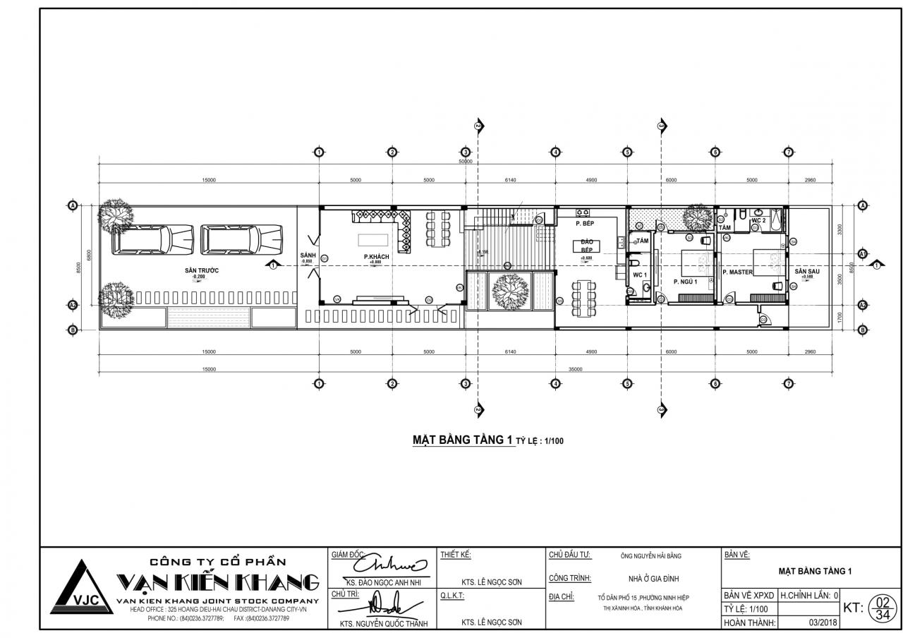 Bán bản vẽ thiết kế nhà phố 2 tầng 8.5x35m2 có sân vườn