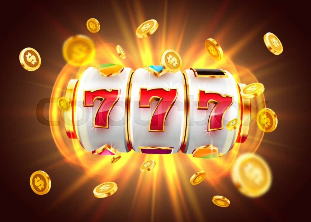 Golden slot machine wins the jackpot. 777 Big win concept. Casino ...
