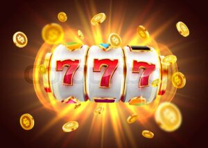 Golden slot machine wins the jackpot. 777 Big win concept. Casino ...