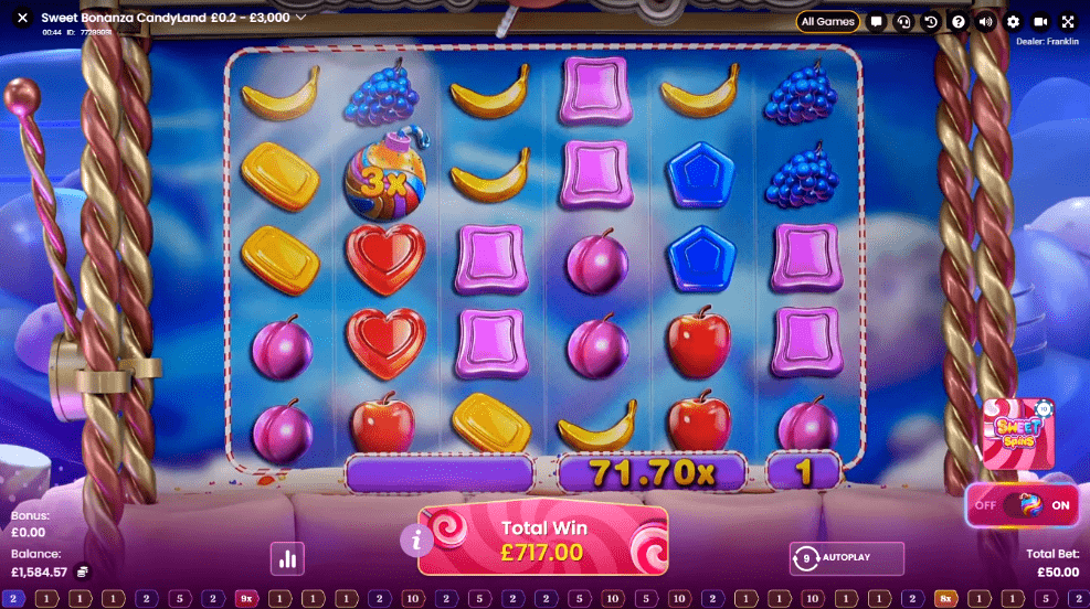 SWEET BONANZA CANDYLAND by Pragmatic play 🤑 Live casino game for real ...